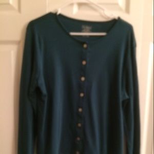 LL Bean Green Button Down Long Sleeve Top